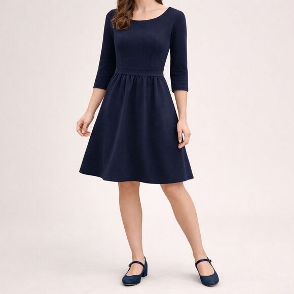 Boden Dresses & Skirts - Boden Leila Ponte Dress Navy Blue  Fit & Flare 3/4 Sleeve Work Office Size US 10